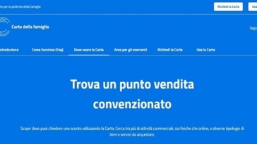 carta famiglia negozi convenzionati