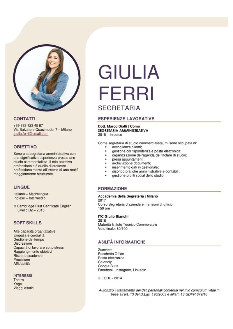 Esempio Curriculum Vitae